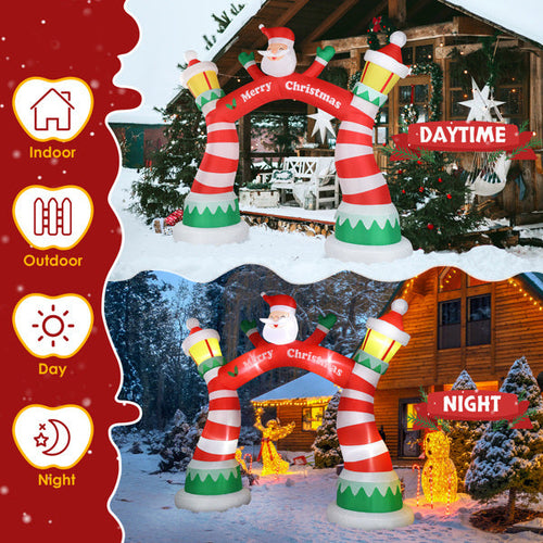 8.9ft Christmas Arch, 7 LED Lights, Drawstring Pockets, Christmas