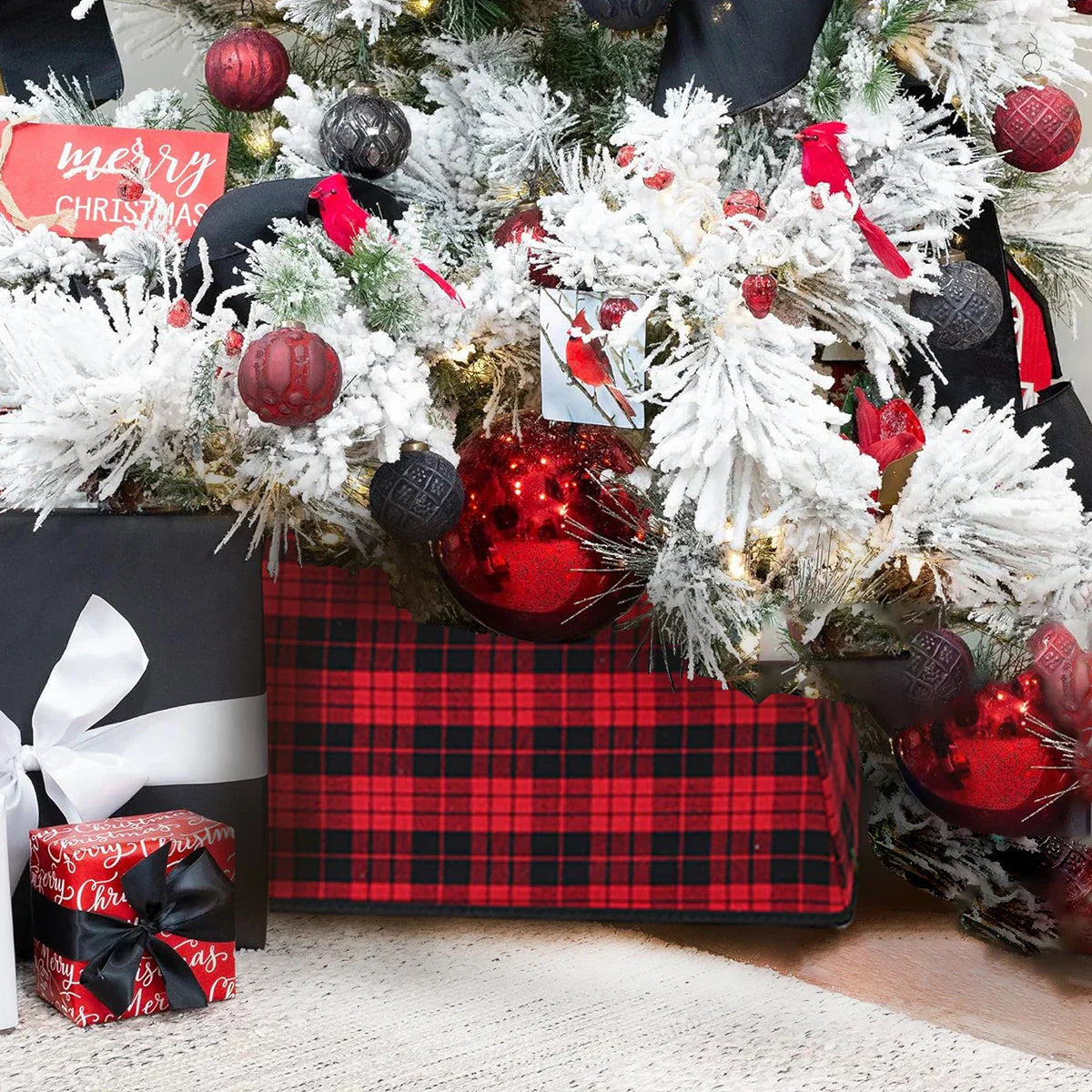 Christmas Red Lattice Tree Base Decoration-4